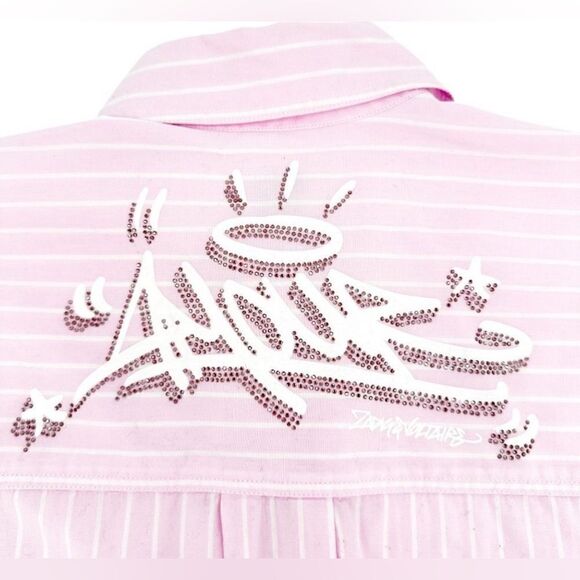 Zadig & Voltaire Tamara Pop Raye Beaded pink oxford Button-Up Shirt NWT large - Picture 5 of 8